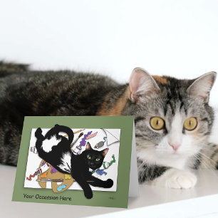 Ondeugende groene brutale Siamese kat grappig Kaart