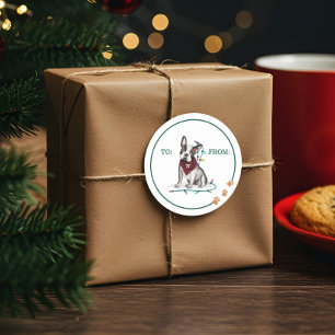 Ondeugende Hond Waterverf Bulldog Verstrikt in Lic Ronde Sticker