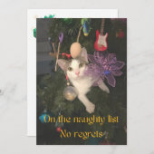 Ondeugende Kat in Kerstboom Flat Feestdagenkaart (Voorkant / Achterkant)