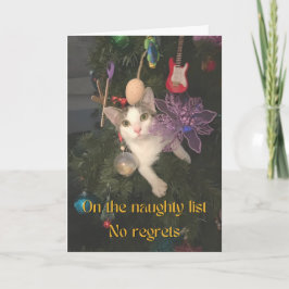 Ondeugende Kat in Kerstboom Kaart