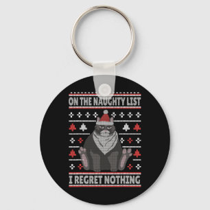 Ondeugende Kat Xmas Lelijke trui Ik Spijt Niets Ch Sleutelhanger