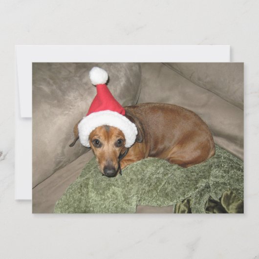 Ondeugende lijst - Reluctant Santa Dachshund Feestdagenkaart (Voorkant)