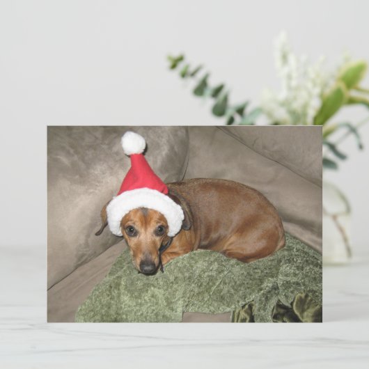 Ondeugende lijst - Reluctant Santa Dachshund Feestdagenkaart (Staand voorkant)