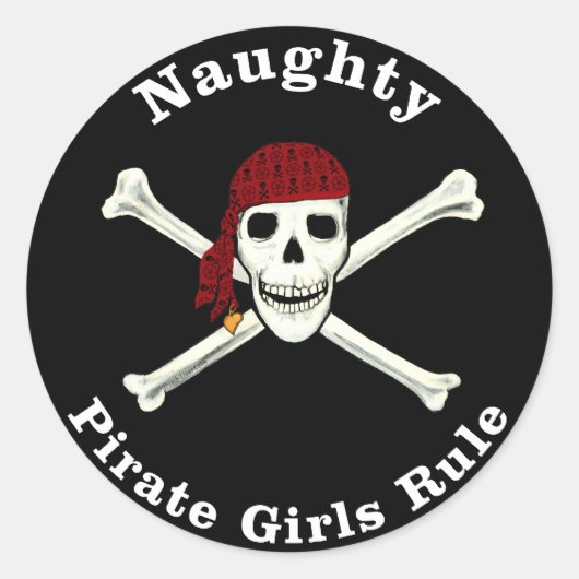 Ondeugende Pirate Meisjes Regel! Ronde Sticker (Voorkant)