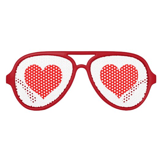 Ondeugende rode harten grappig aviator zonnebril (Voorkant)