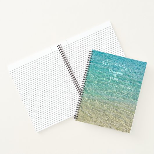 Ondiep water gepersonaliseerde turquoise & zand notitieboek (Binnen)