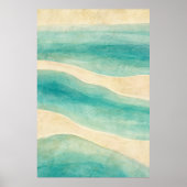 Ondiepe vanuit de lucht Aquarel Kustkunst Poster (Voorkant)