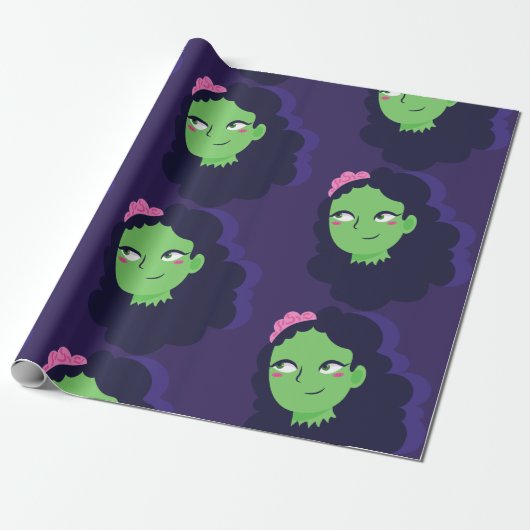 Ondode Halloween Zombie Woman Monster Bride Cadeaupapier (Uitgerold)
