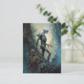 Ondode Skeleton Monster Gothic Horror Art Briefkaart (Staand voorkant)