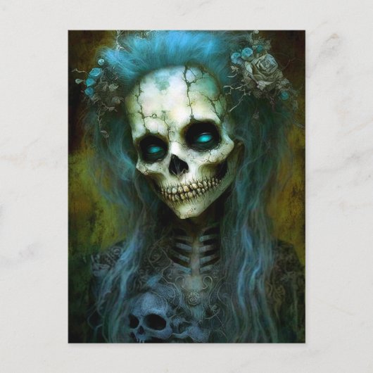 Ondode Woman Skeleton Horror Briefkaart (Voorkant)