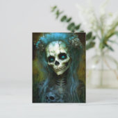 Ondode Woman Skeleton Horror Briefkaart (Staand voorkant)