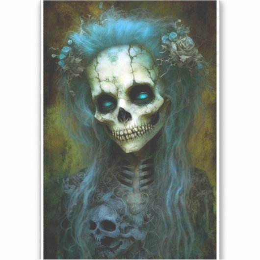 Ondode Woman Skeleton Horror Sticker (Voorkant)