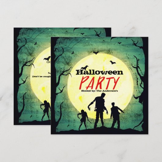 Ondode Zombies Zombie Halloween Party Kaart (Voorkant / Achterkant)