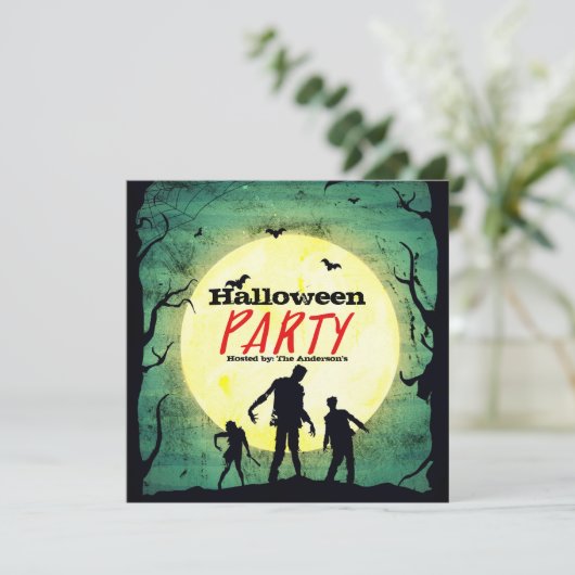 Ondode Zombies Zombie Halloween Party Kaart (Staand voorkant)