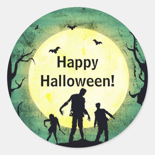 Ondoden Zombies Zombie Halloween Feestje Ronde Sticker (Voorkant)