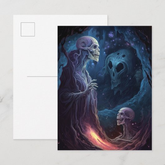 Ondood skelet maakt horrorkunst briefkaart (Voorkant / Achterkant)