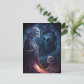 Ondood skelet maakt horrorkunst briefkaart (Staand voorkant)