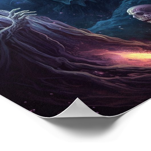 Ondood skelet maakt horrorkunst poster (Hoek)