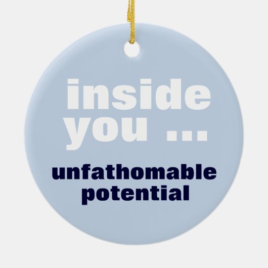 "ondoorgrondelijk potentieel" DUBBELE ZUIVERE vers Keramisch Ornament (Achterkant)