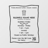 Ondoorzichtig Café Koffiezaak QR-code Openingstijd Raamsticker (Vel)