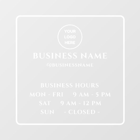 Ondoorzichtig Minimalistische Openingstijd Met Log Raamsticker (Vel)