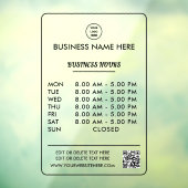 Ondoorzichtig zwart openingsuren bedrijf met logo raamsticker (Vel 3)