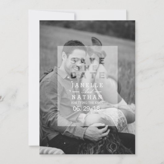 Ondoorzichtige foto-overlay | De datumfoto opslaan Save The Date (Voorkant)