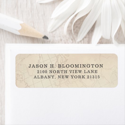  ondoorzichtige geografische kaart | Retouradres Etiket (Insitu)