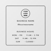 Ondoorzichtige minimalistische openingstijd met Lo Raamsticker (Vel)