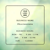 Ondoorzichtige minimalistische openingstijd met Lo Raamsticker (Vel 3)