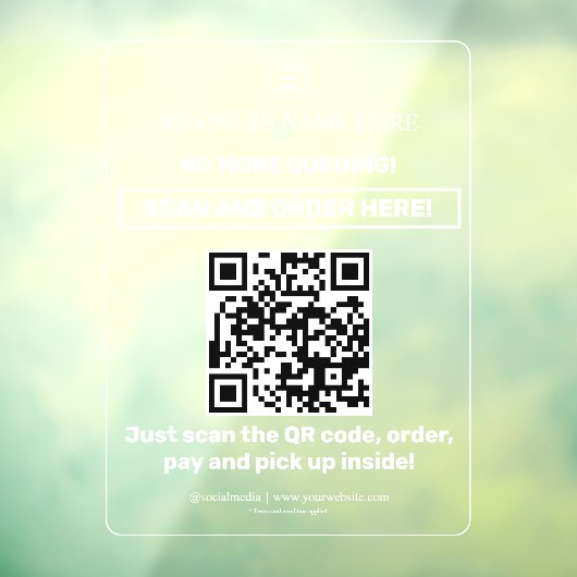 Ondoorzichtige | QR-code menuscanaarbestelling Tra Raamsticker (Vel 3)
