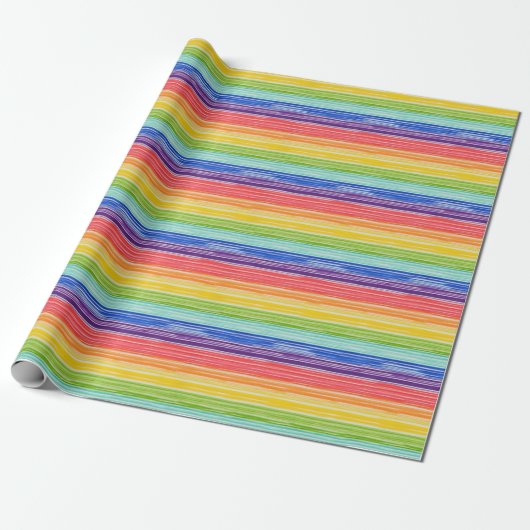 Ondoorzichtige regenboogstrepen cadeaupapier (Uitgerold)