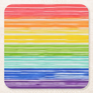 Ondoorzichtige regenboogstrepen kartonnen onderzetters