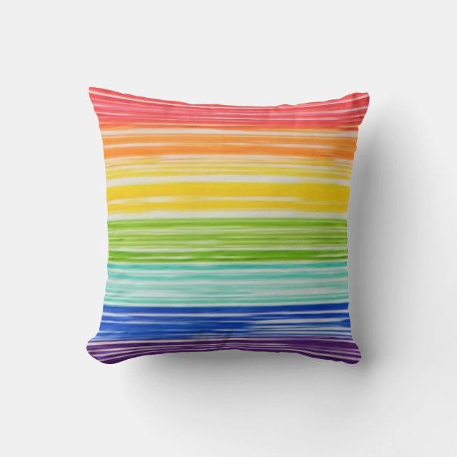 Ondoorzichtige regenboogstrepen kussen (Voorkant)