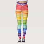 Ondoorzichtige regenboogstrepen leggings (Voorkant)