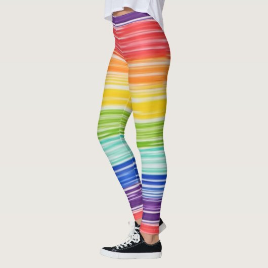 Ondoorzichtige regenboogstrepen leggings (Links)