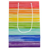 Ondoorzichtige regenboogstrepen medium cadeauzakje (Achterkant)