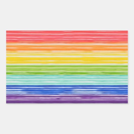 Ondoorzichtige regenboogstrepen rechthoekige sticker (Voorkant)