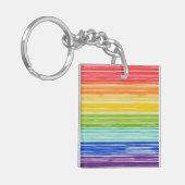 Ondoorzichtige regenboogstrepen sleutelhanger (Voorkant Links)
