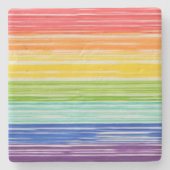 Ondoorzichtige regenboogstrepen stenen onderzetter (Voorkant)