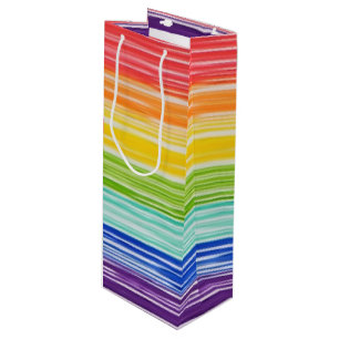 Ondoorzichtige regenboogstrepen wijn cadeautas