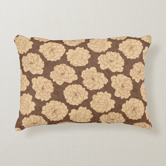 Ondoorzichtige Rozen op walnootbruin - naadloos pa Accent Kussen (Voorkant)