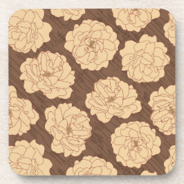 Ondoorzichtige Rozen op walnootbruin - naadloos pa Bier Onderzetter