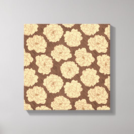 Ondoorzichtige Rozen op walnootbruin - naadloos pa Canvas Afdruk (Voorkant)