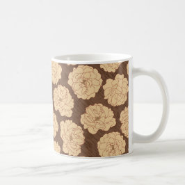 Ondoorzichtige Rozen op walnootbruin - naadloos pa Koffiemok