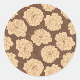 Ondoorzichtige Rozen op walnootbruin - naadloos pa Ronde Sticker