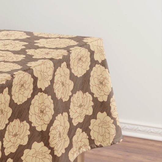 Ondoorzichtige Rozen op walnootbruin - naadloos pa Tafelkleed (Voorbeeld)