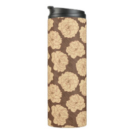 Ondoorzichtige Rozen op walnootbruin - naadloos pa Thermosbeker