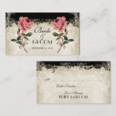 Ondoorzichtige stijl  Roos zwart tabelnummer Kaart Plaatskaartje (Voorkant / Achterkant)