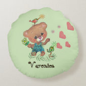 Ondraaglijk lief meisje en teddybeer rond kussen (Achterkant)